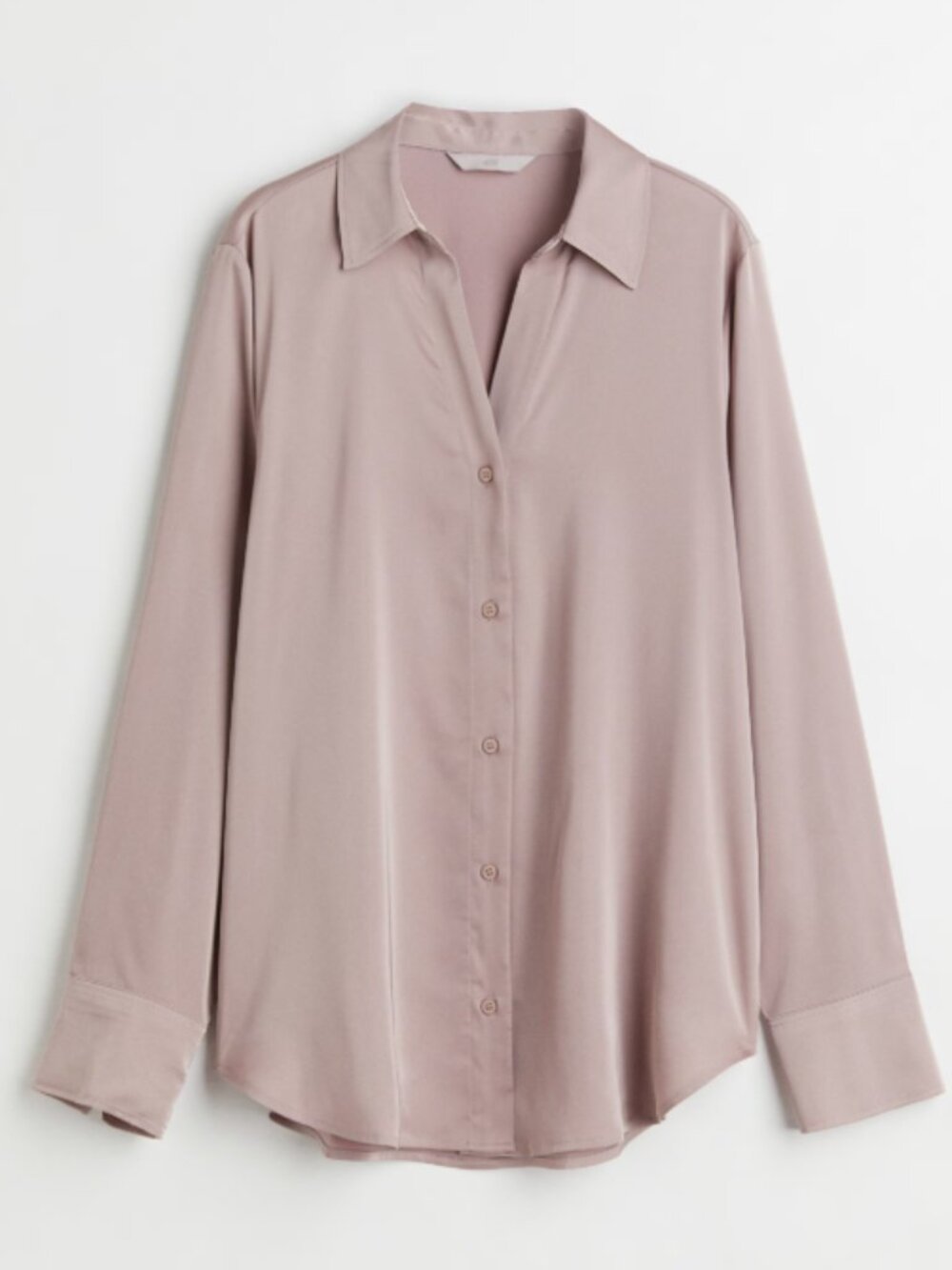 H&M Button Down V-Neck Pale Pink ("Dusty Rose") Long Sleeve Shirt
